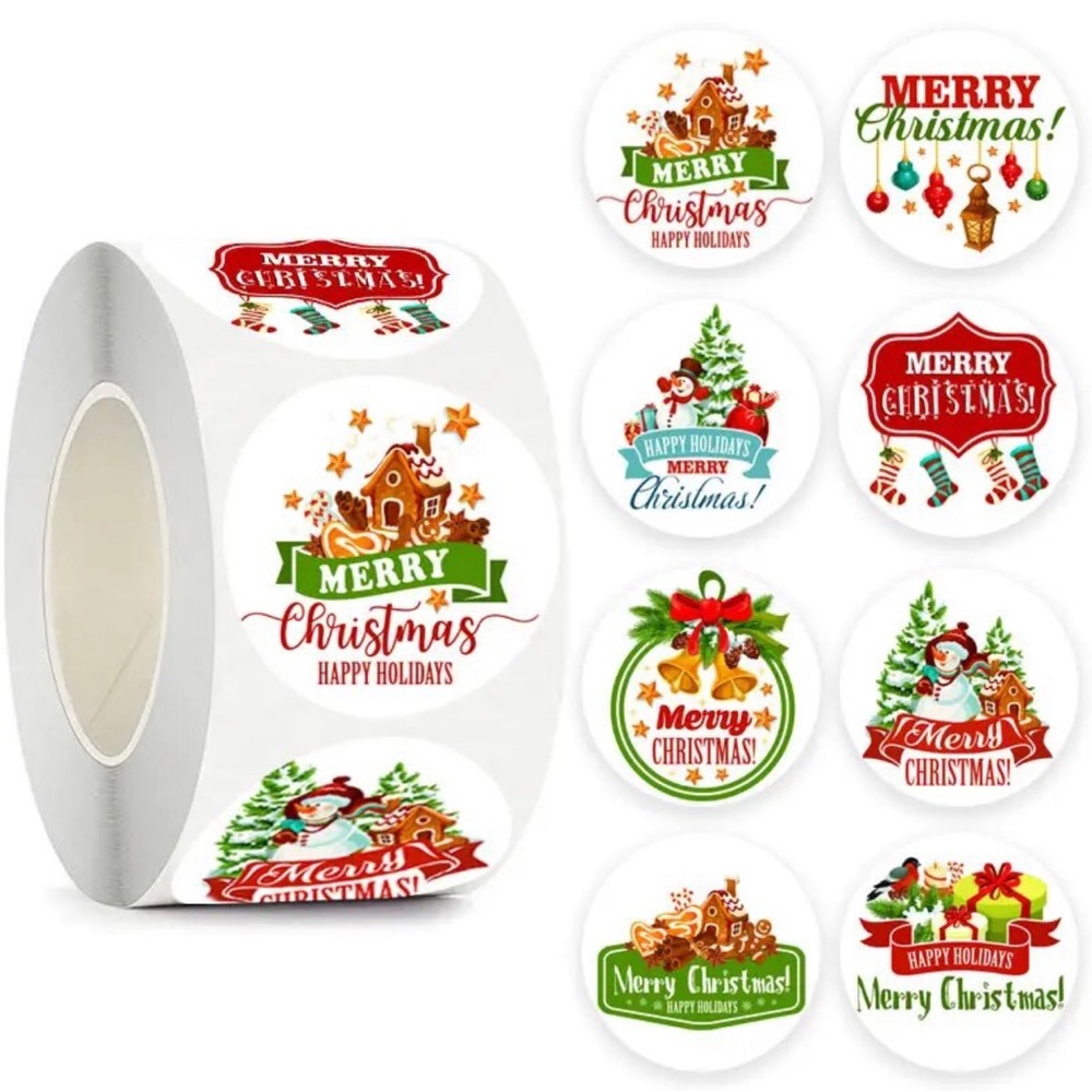 Christmas Stickers 1” 500 pcs
